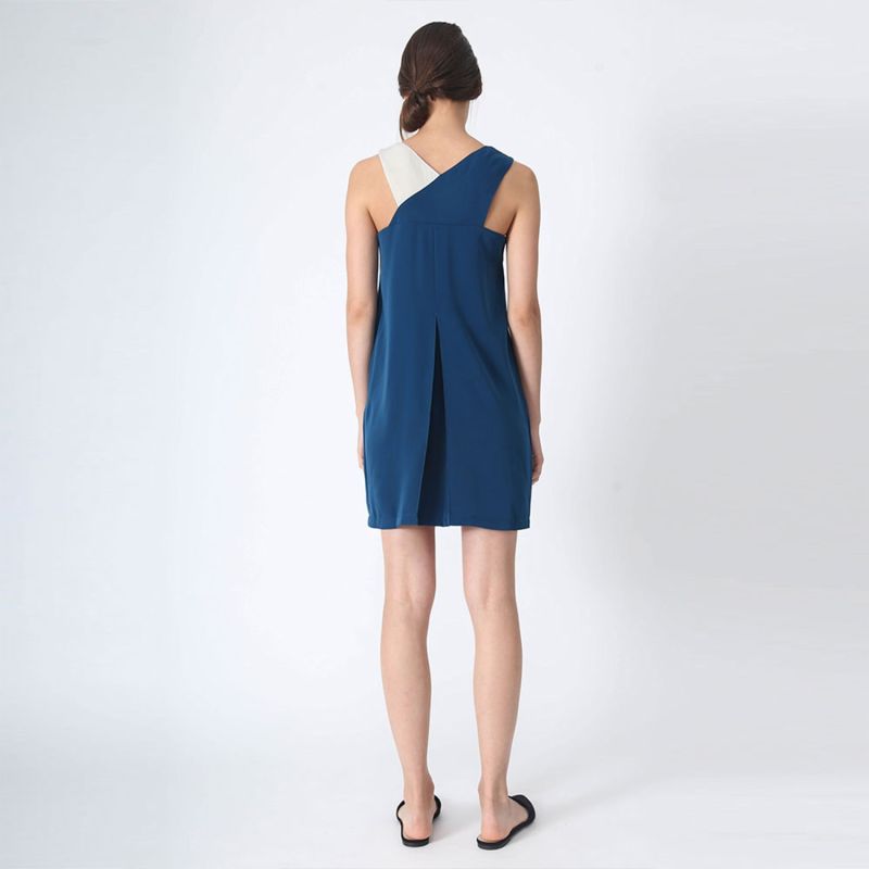 Vea Contrast Colour Panel Dress In Royal Turquoise image