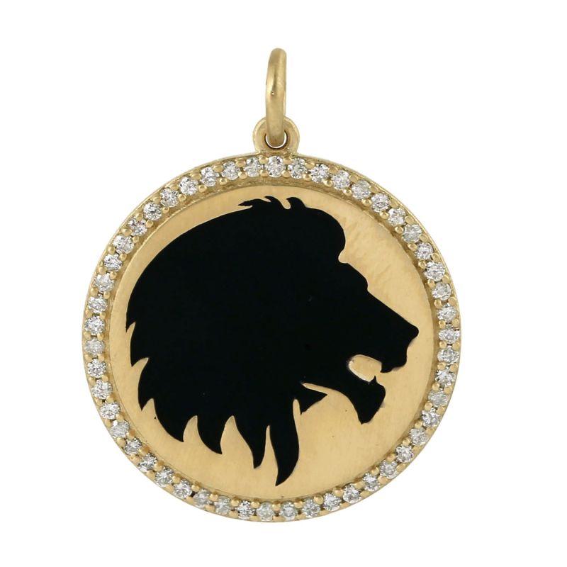 Yellow Gold Pave Diamond Lion Pendant image