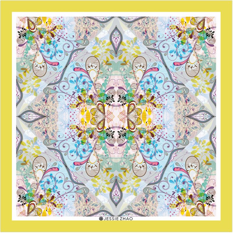 Silk Scarf In Yellow With Underwater Imagination image