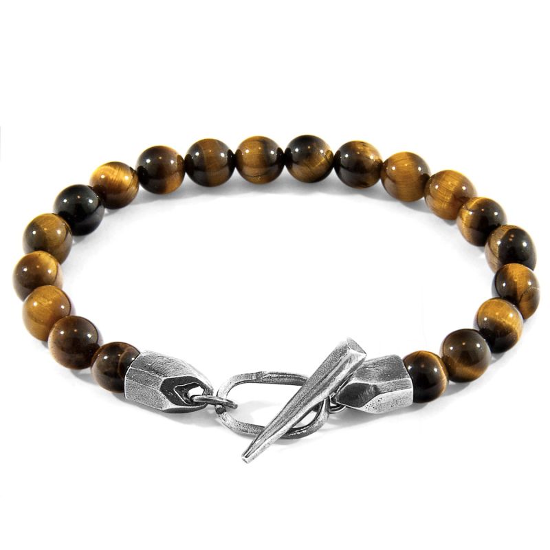 Brown Tigers Eye Tinago Silver & Stone Beaded Bracelet image