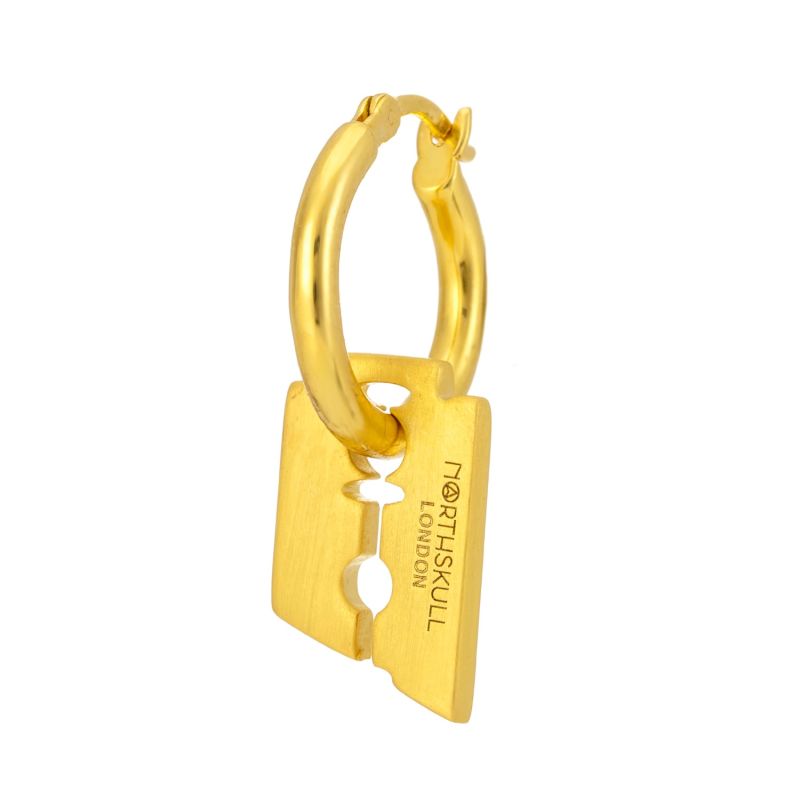 Razor Blade Hoop Earring In Gold image