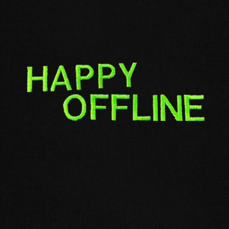 Black 'Happy Offline' Embroidered Tote Bag image