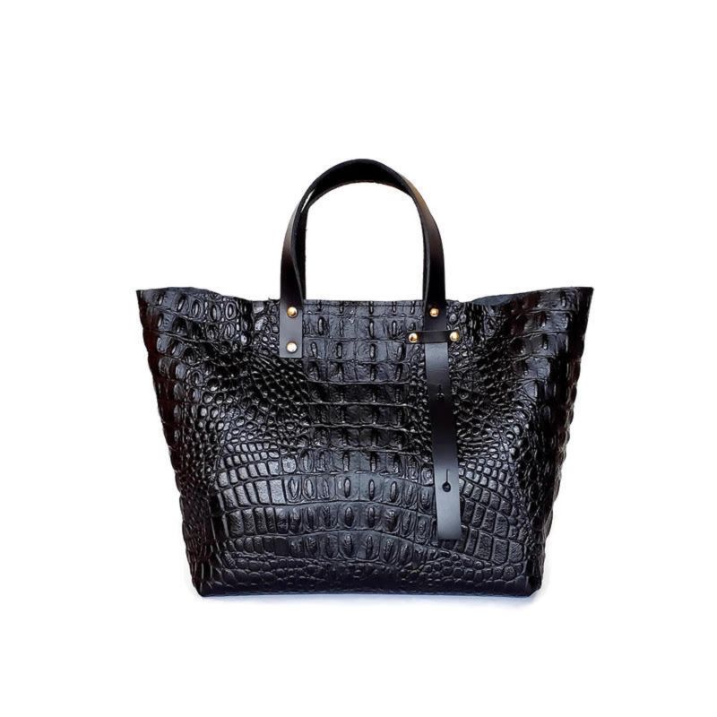 Crocodile Embossed Leather Tote