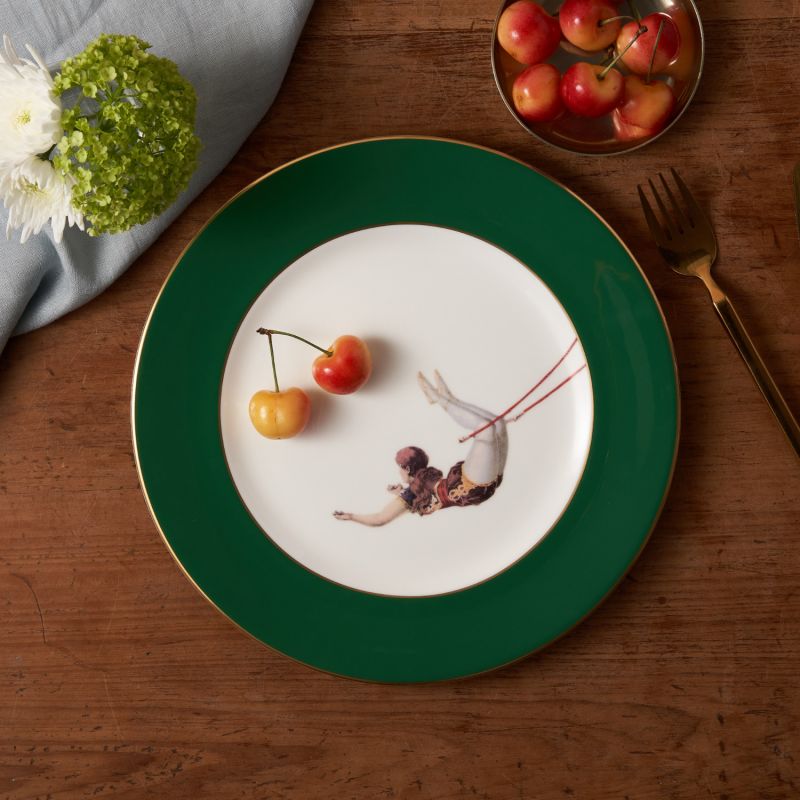 Trapeze Girl Forest Green Dinner Plate image