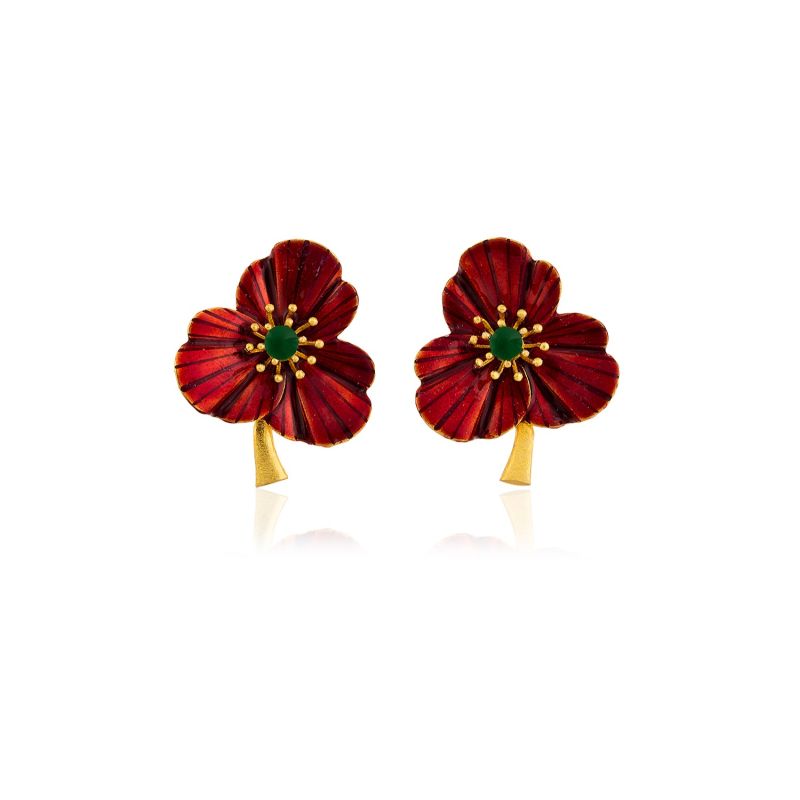 Red Three-Leafed Clover Earrings image
