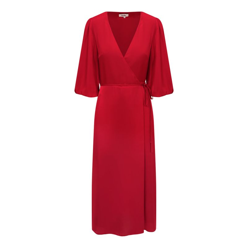 Rae Wrap Dress In Tulip Red image