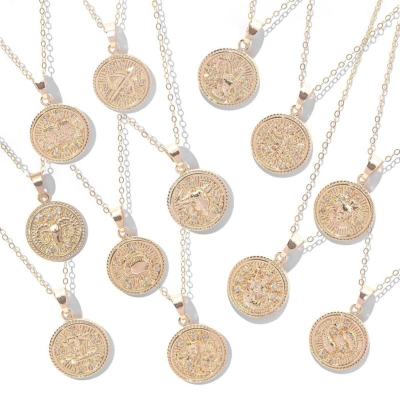 Pisces Zodiac Medallion Pendant Gold Filled Necklace image