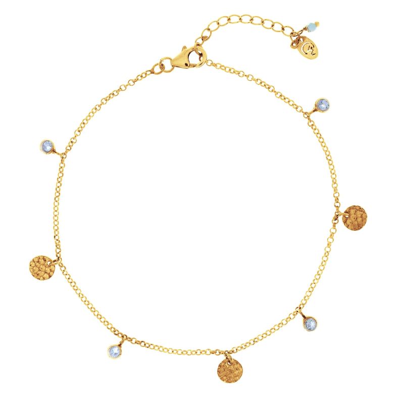 Lakshmi Gold Vermeil Anklet - Blue Topaz image