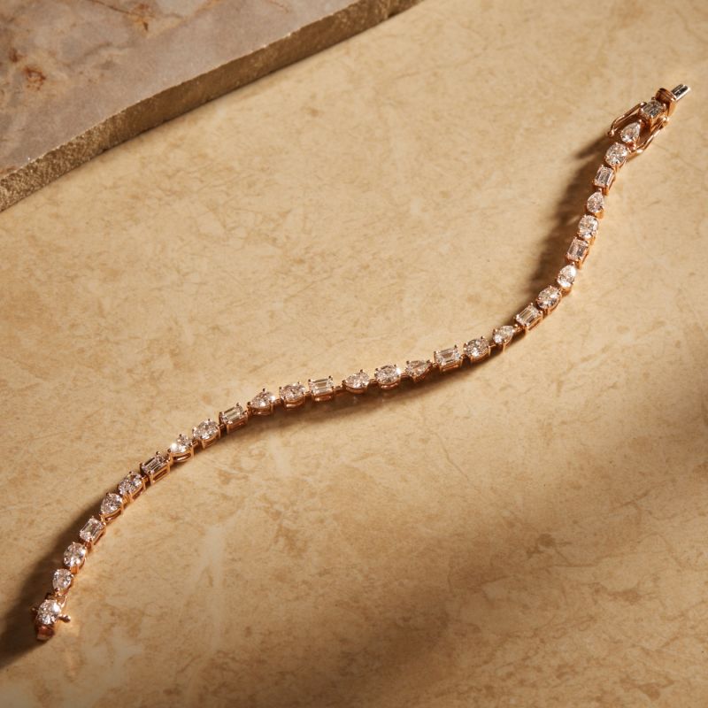 Fancy Shape Diamond Rose Gold Tennis Bracelet image