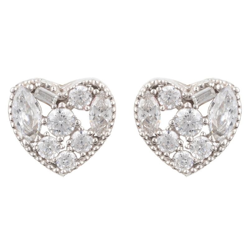 Heart Sparkling Stud Earrings Silver image