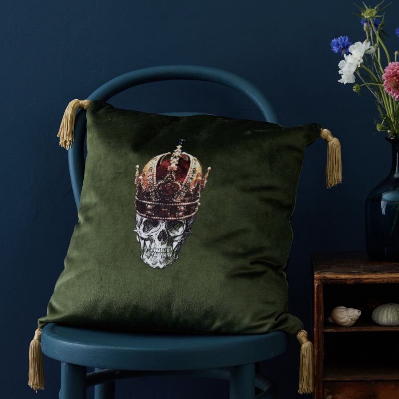 Skull In Crown Velvet Cushion image