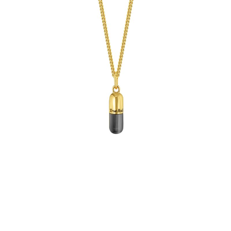 2 Tone Gun Metal & 18Kt Gold-Plated Small Pill Pendant image