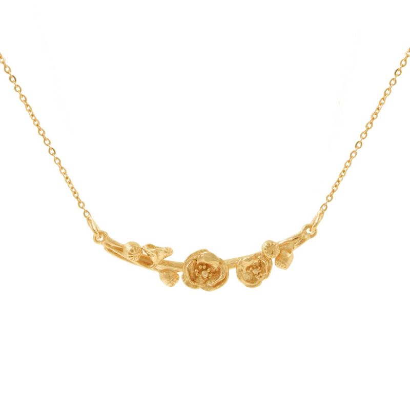 Poppy & Poppy Seedpod Necklace - Gold image