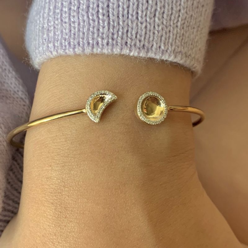 Moon Phases Cuff In 14 Kt Yellow Gold Vermeil On Sterling Silver image