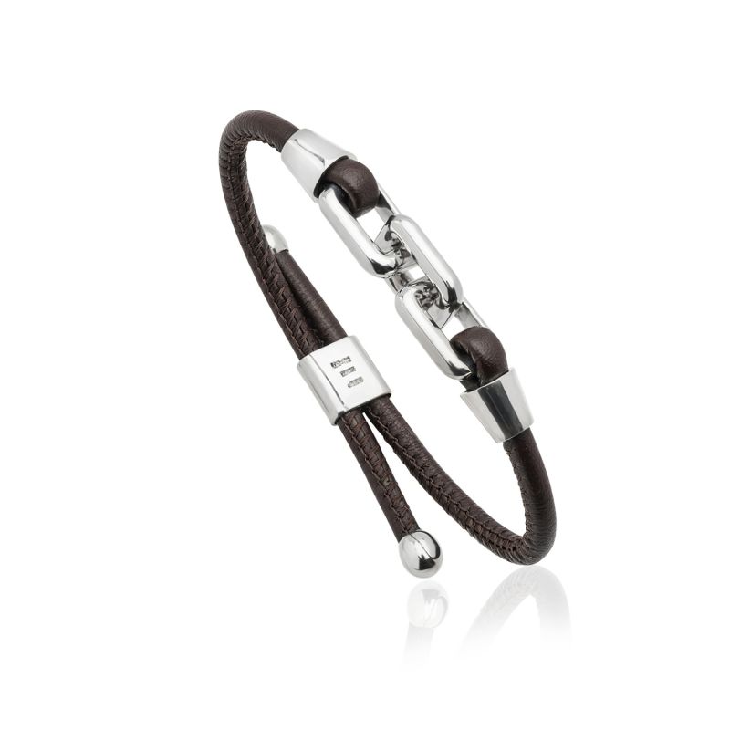 Silver & Leather Eletra Bracelet image