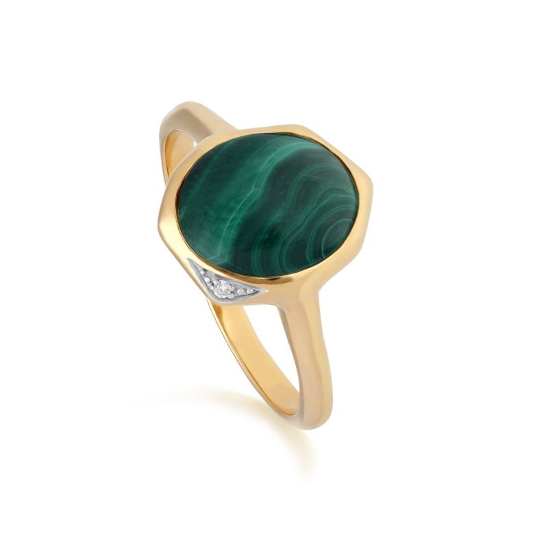 Irregular Malachite & Diamond Ring image