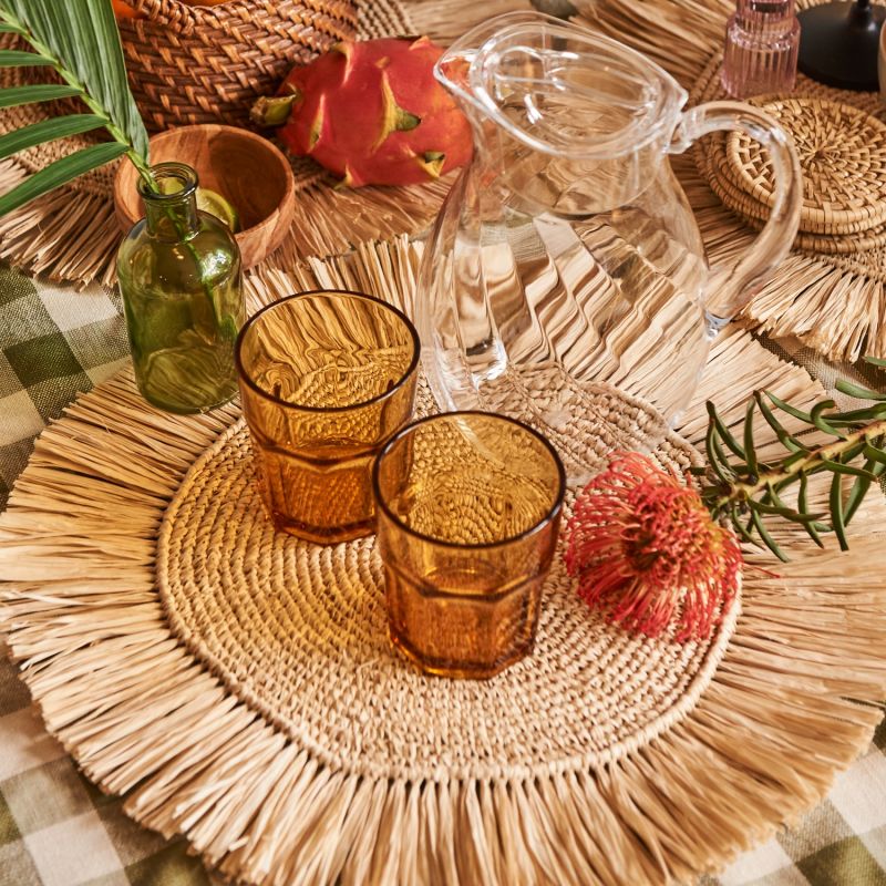 Pahiyas Woven Raffia Fringe Placemats, Natural image