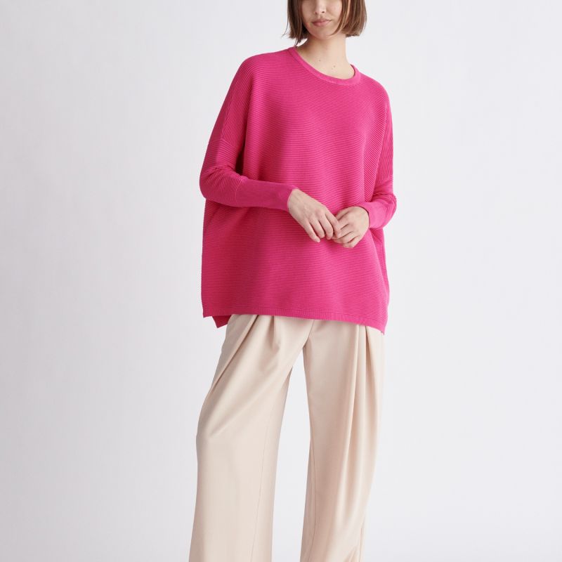 Paisie Ribbed Jumper In Hot Pink image