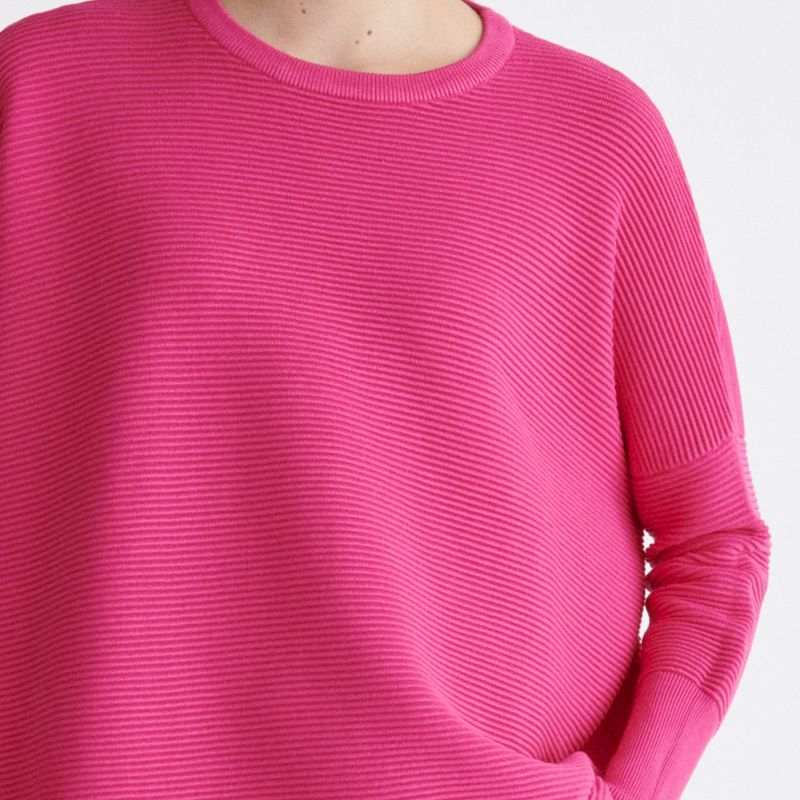 Paisie Ribbed Jumper In Hot Pink image