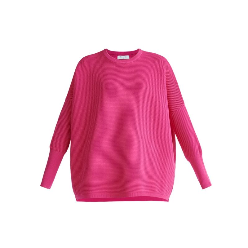 Paisie Ribbed Jumper In Hot Pink image