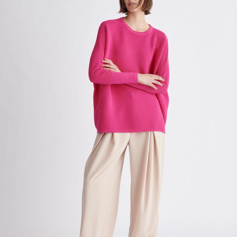 Paisie Ribbed Jumper In Hot Pink image