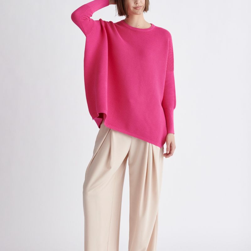 Paisie Ribbed Jumper In Hot Pink image