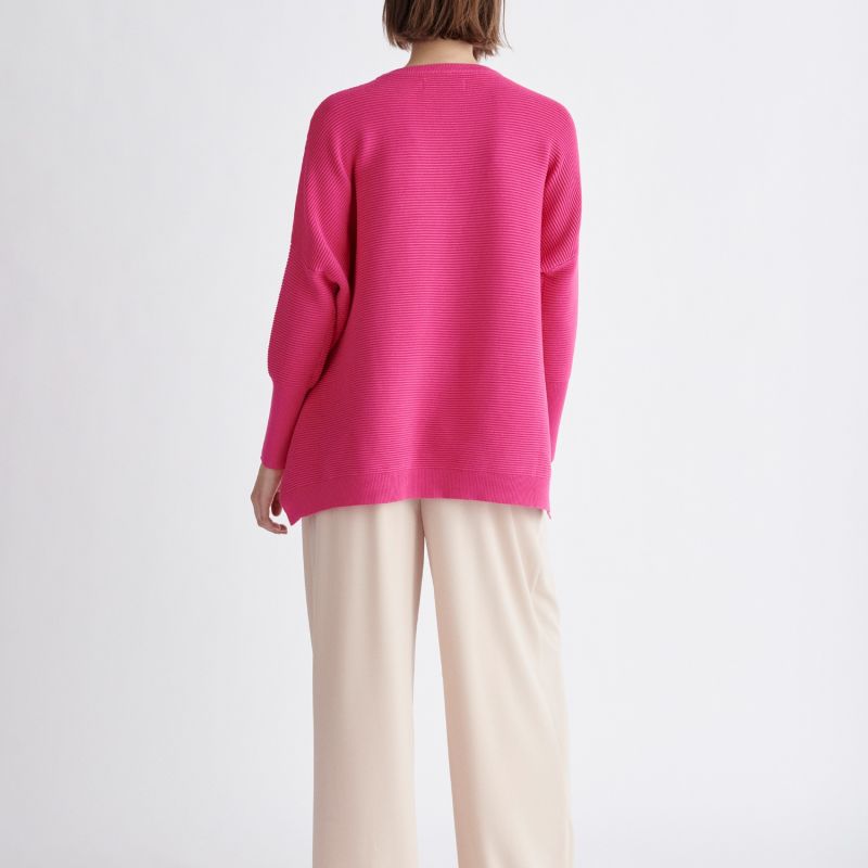 Paisie Ribbed Jumper In Hot Pink image