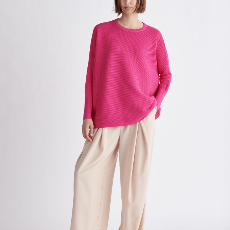 Paisie Ribbed Jumper In Hot Pink image