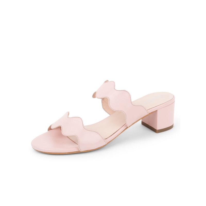 Palm Beach Block Heel Scalloped Sandal Soft Pink Patricia Green