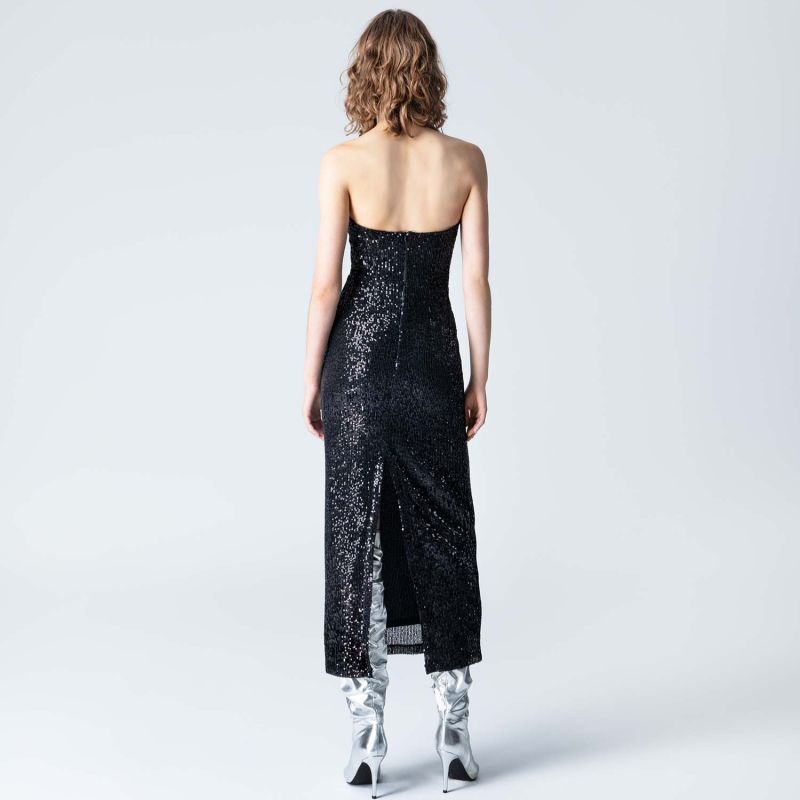 Pandora Strapless Sequin Dress Black image