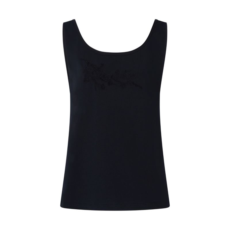 Pandorea Embroidered Cotton Twist-Back Vest - Volcanic Black image