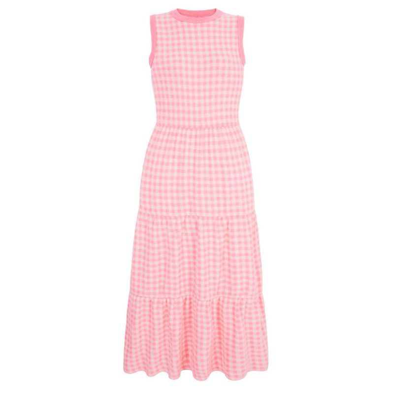 Paula Gingham Cotton Midi Dress - Soft Pink image