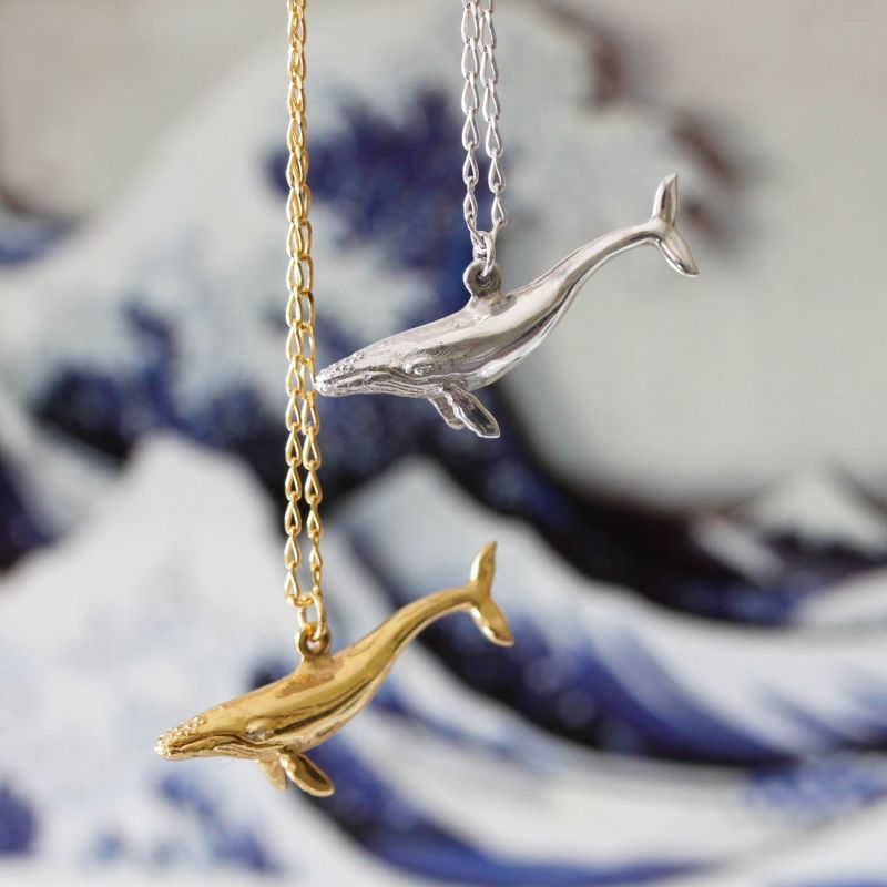 Blue Whale Necklace - Gold image