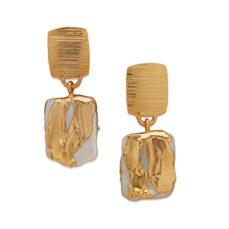 Gold Zuri Drop Earrings With Baroque Pearls image