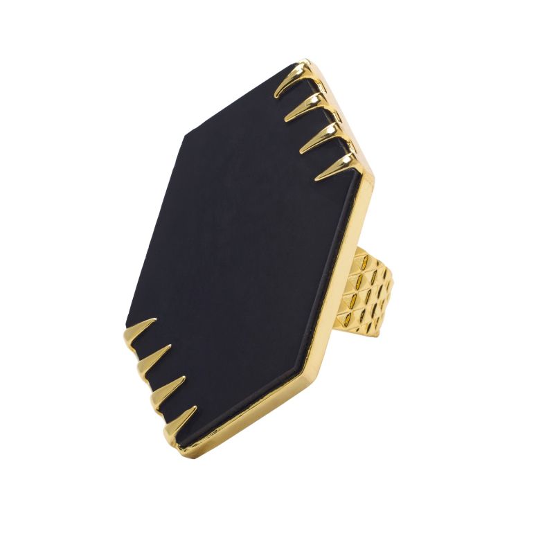 Focus Matte Black Onyx Gold Statement Ring image