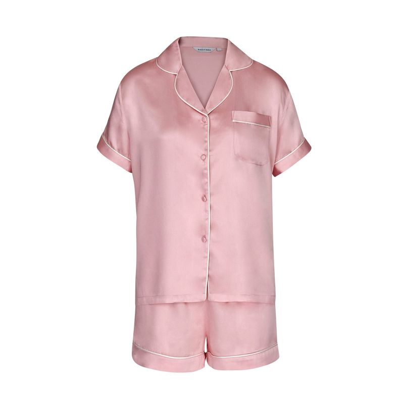 Silky Bamboo Shortie Pyjama Set In Pink image