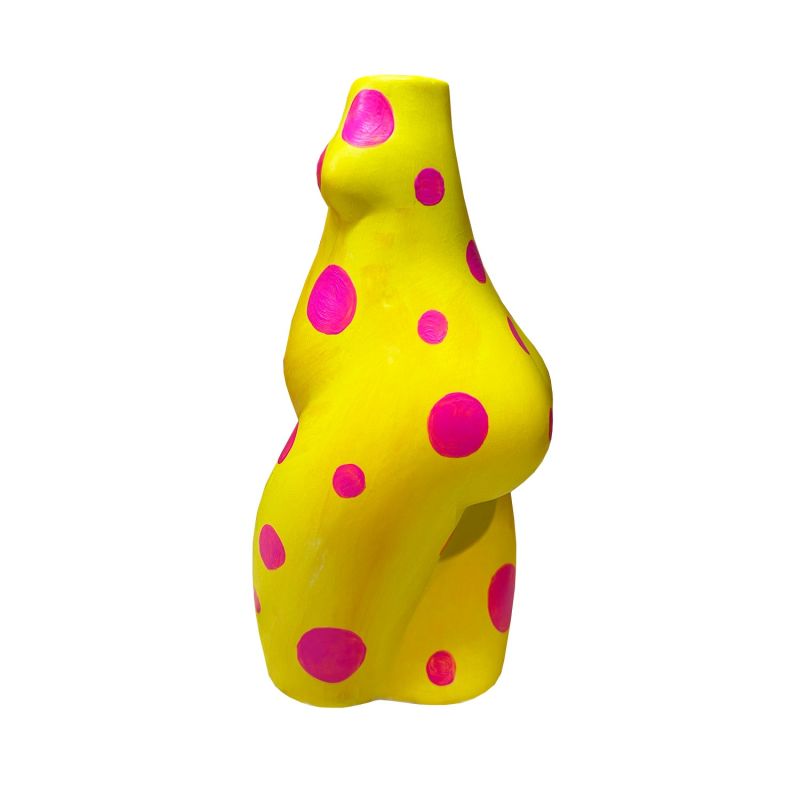 Yellow And Pink Polka Dot Booty Vase image