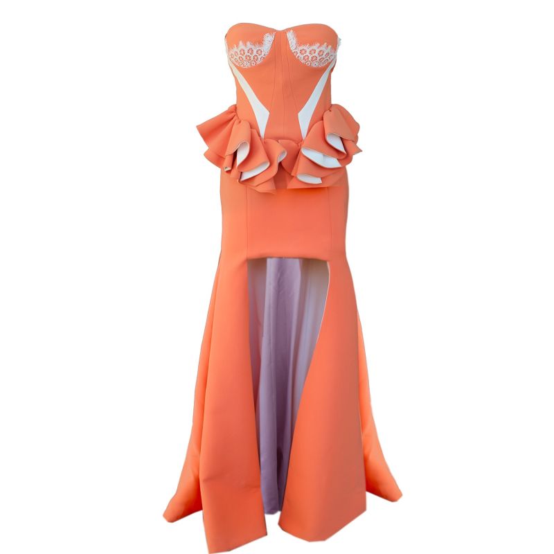 Peach Long Gown Dress image