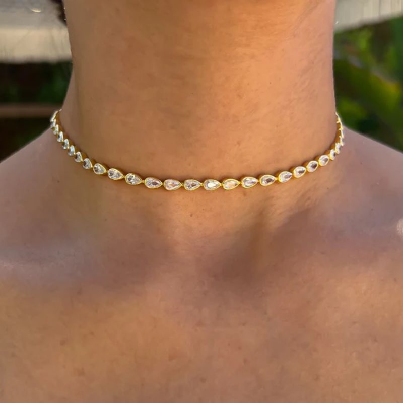 Pear Diamond Choker Tennis Necklace image