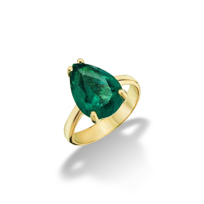 Pear Emerald Ring Green Mat Gemstone Ring image