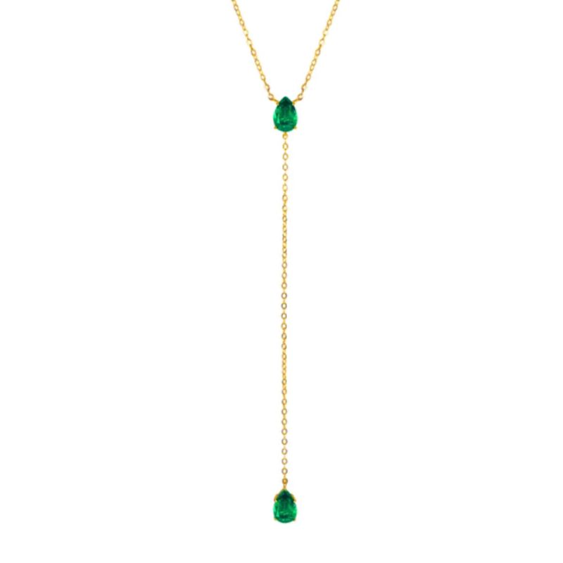 Pear & Pear Emerald Lariat Y Necklace image