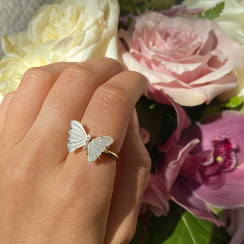 Pearl butterfly hot sale ring