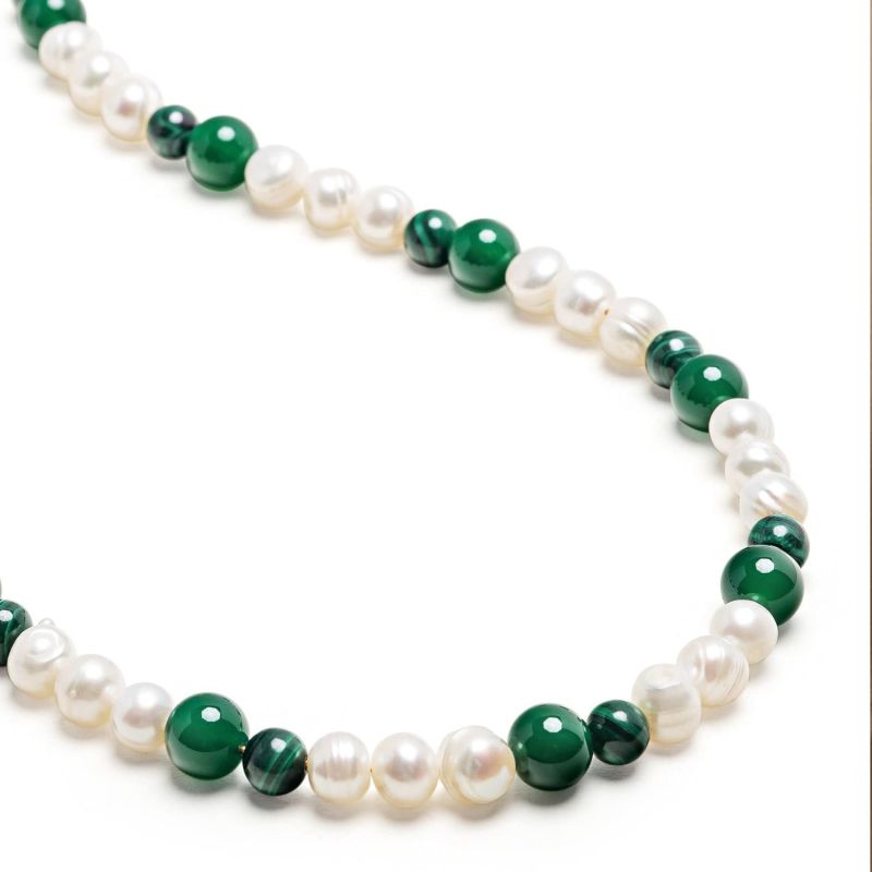 Pearl Choker With Green Aventurine And Malachite image