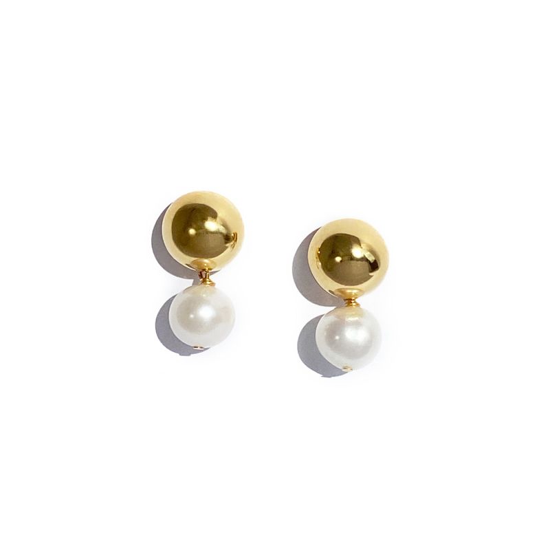 Pearl Dot Studs - Gold image