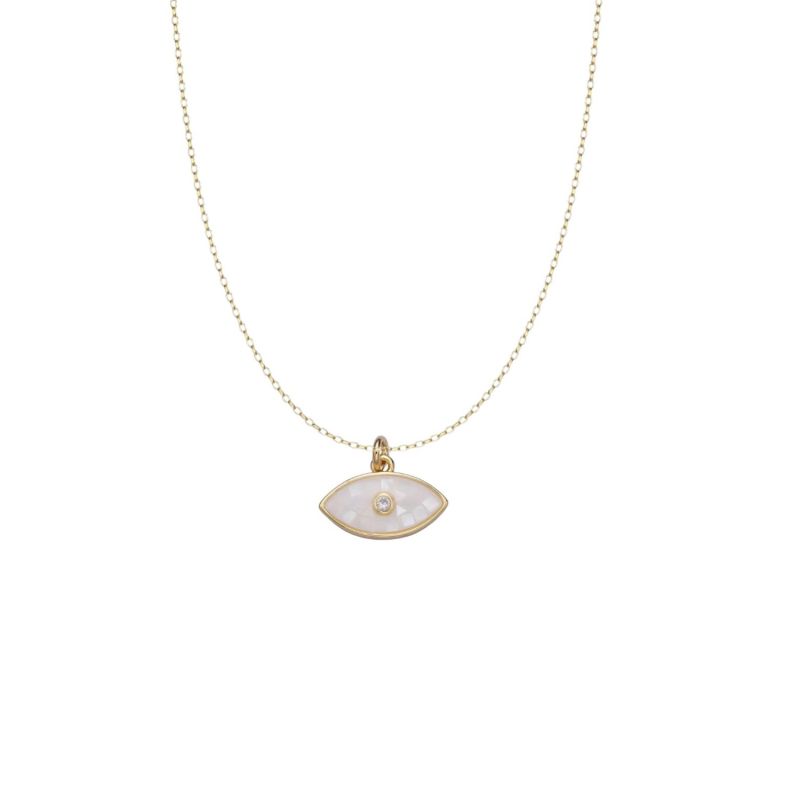 Pearl Evil Eye Gold Necklace image