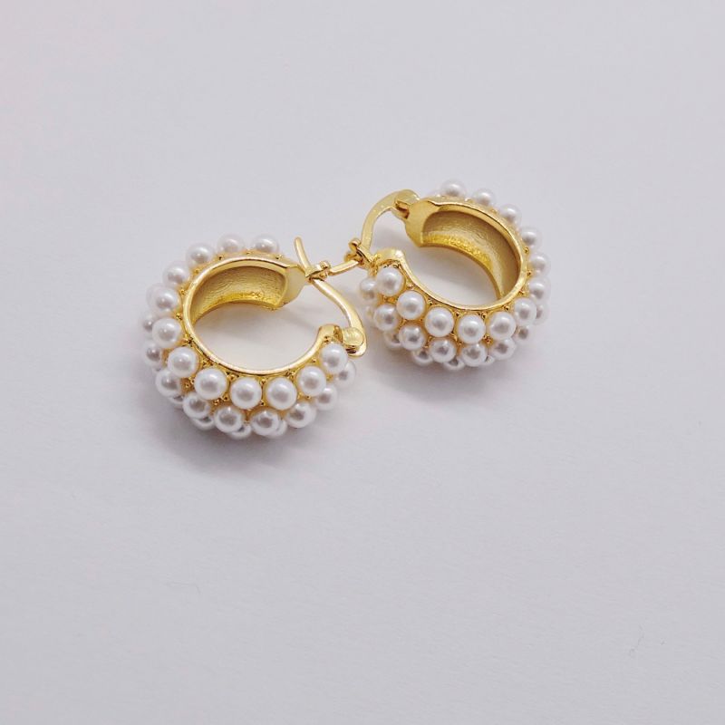 Pearl Hoop Earrings image