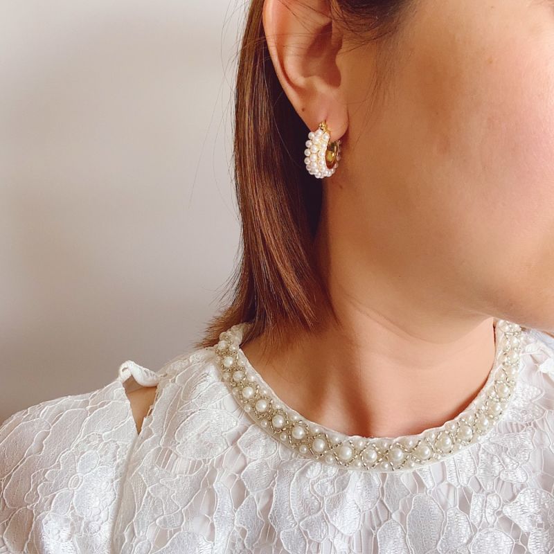 Pearl Hoop Earrings image