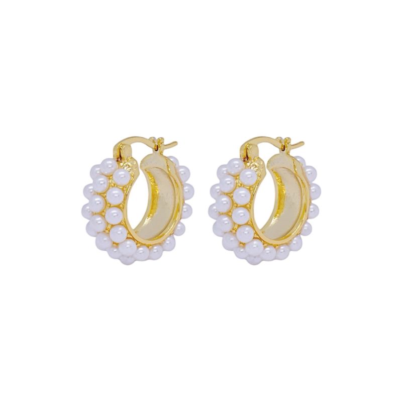 Pearl Hoop Earrings image