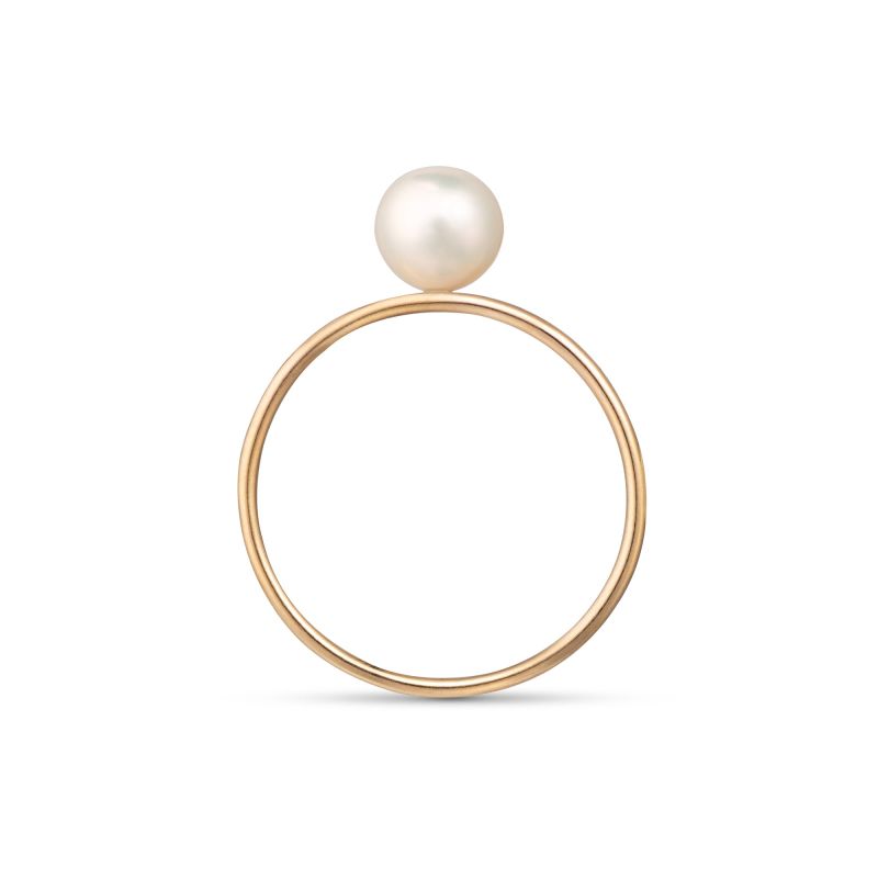 Pearl - Ivory Solitaire Gold Pearl Ring image