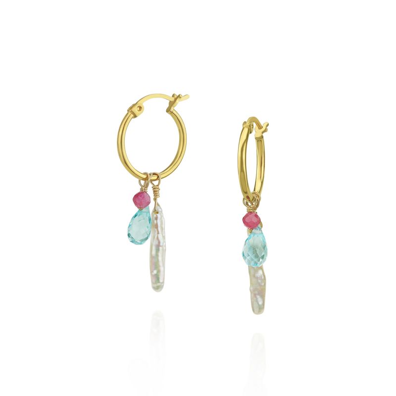 Pearl Stick Cluster Hoop Earrings image